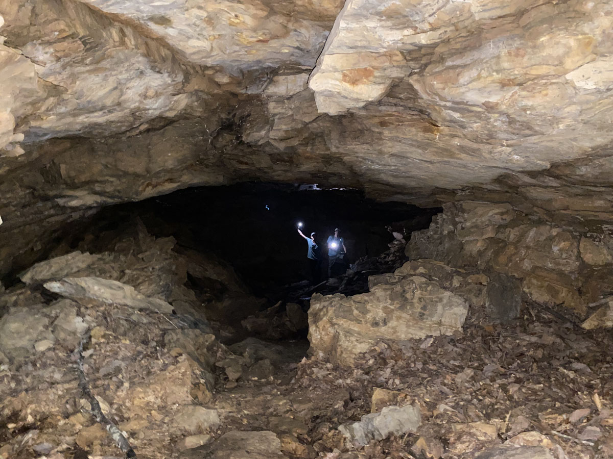 Musab and Joseph at bluff cave